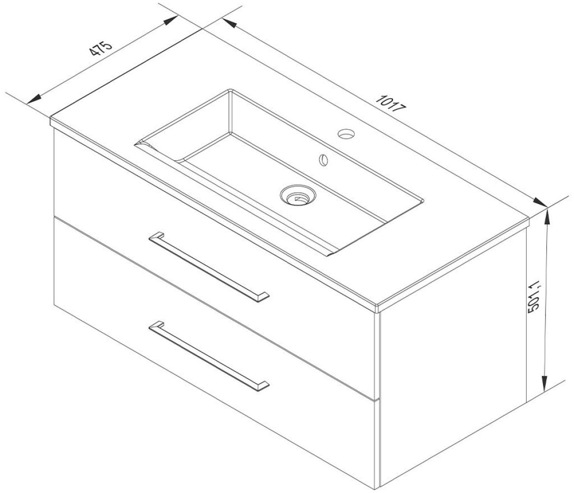 FACKELMANN B.PERFEKT Waschbecken mit Unterschrank 103 cm breit, Anthrazit, Waschbecken Keramik Weiß Bild 1