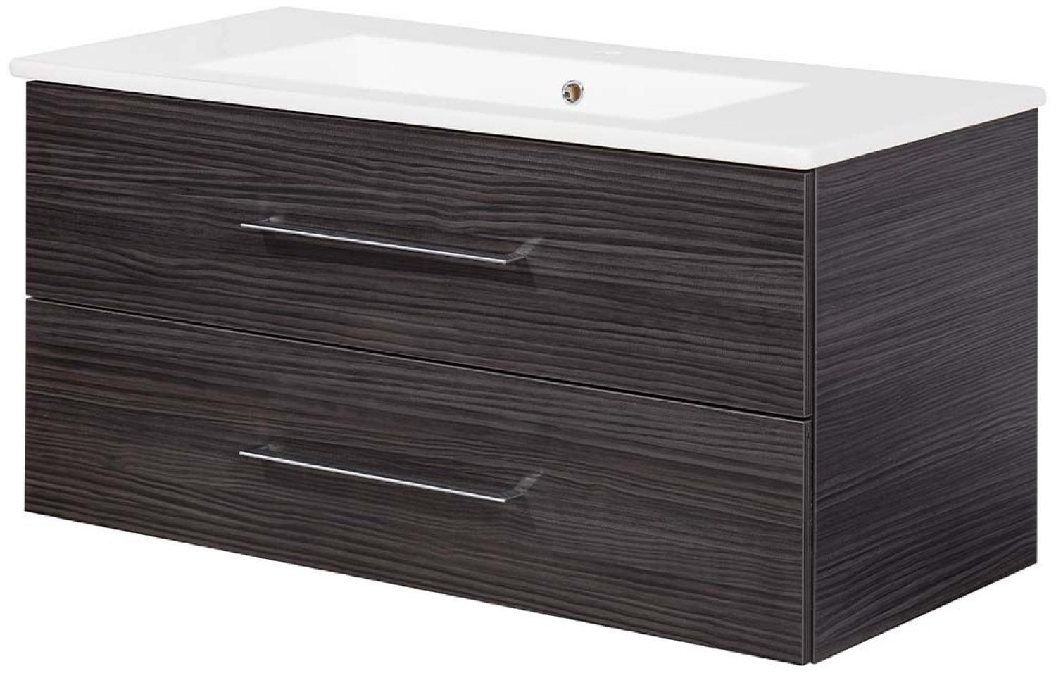 FACKELMANN B.PERFEKT Waschbecken mit Unterschrank 103 cm breit, Anthrazit, Waschbecken Keramik Weiß Bild 1