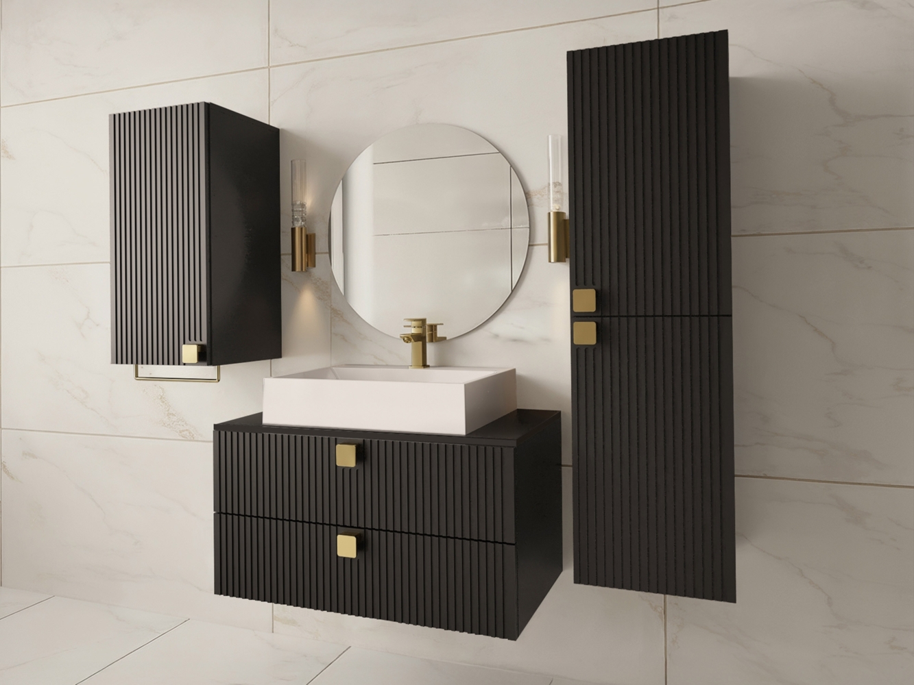 Badmöbel-Set Grentis I (Farbe: Schwarz) Bild 1