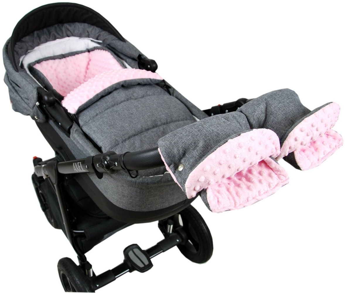 BabyLux Fußsack BABYLUX Fußsack MINKY Kinderwagen Buggy Fleece Babyschale Thermo, Grau + Rosa 3tlg + Muff Bild 1