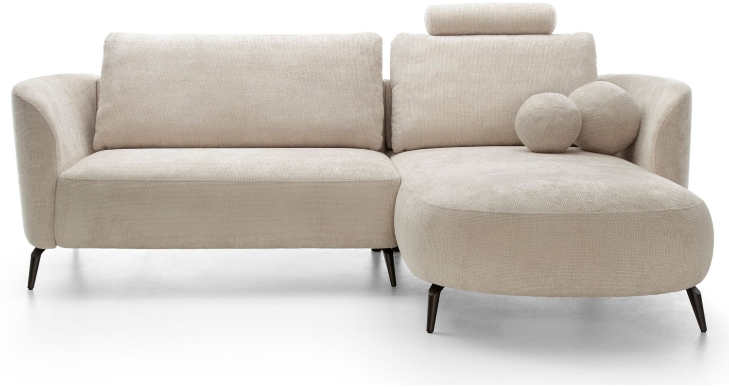 Selsey 'Kavni' Ecksofa mit Schlaffunktion, Stauraum und Chenille-Bezug, hellbeige, rechts, 86 x 260 x 180 cm Bild 1