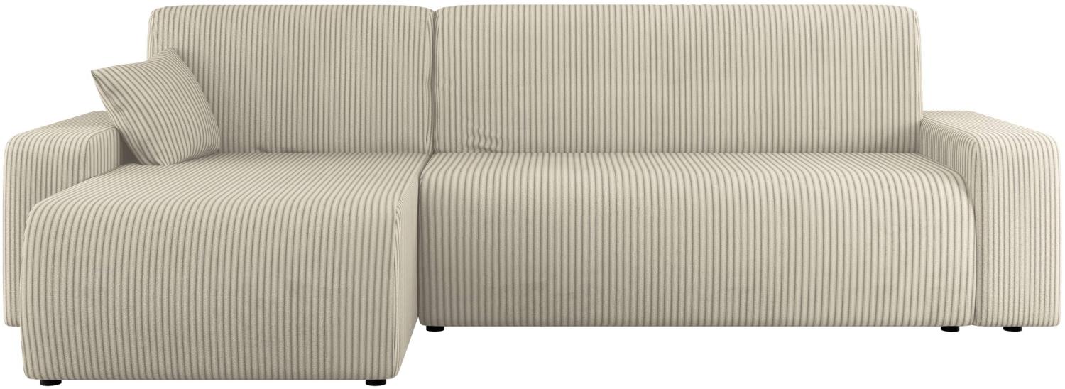 Ecksofa Pixalo L Cord mit Schlaffunktion und Bettkasten (Farbe: Poso 100) Bild 1