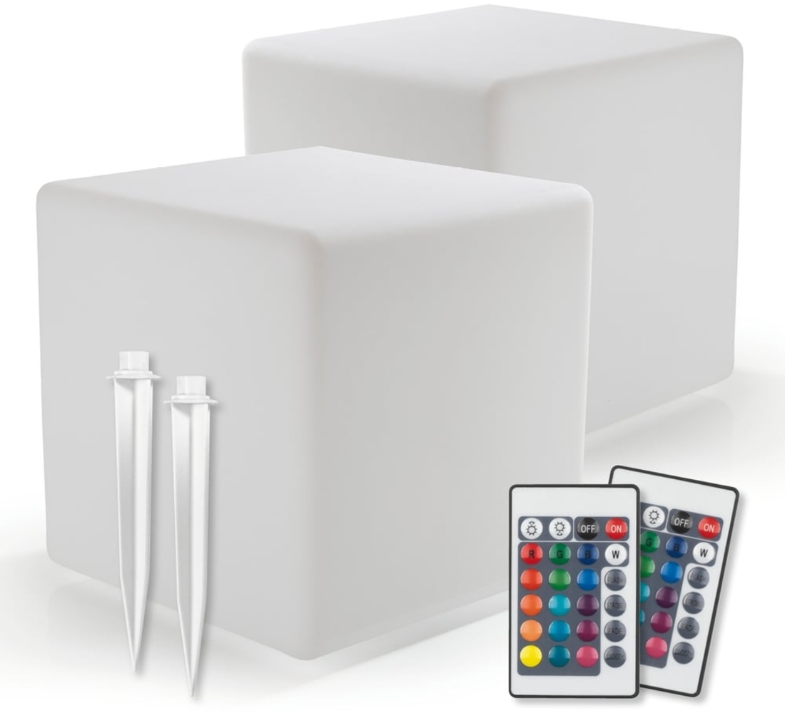 EASYmaxx Solar-Leuchte 3,7V weiß Dekowürfel 2er-Set Bild 1