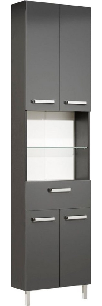 Saphir Hochschrank Quickset Badschrank 50 cm breit, 4 Türen, 2 Nischen, 1 Schublade Badezimmer-Hochschrank inkl. Türdämpfer, Griffe in Chrom glänzend Bild 1