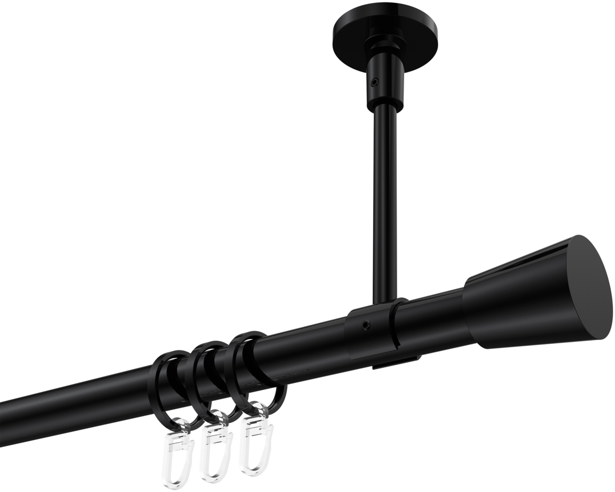 Gardinenstangen-Set Sonette Sitra 280 cm (geteilt in 2 x 140 cm), 1-läufig, 20 mm Ø Schwarz Bild 1