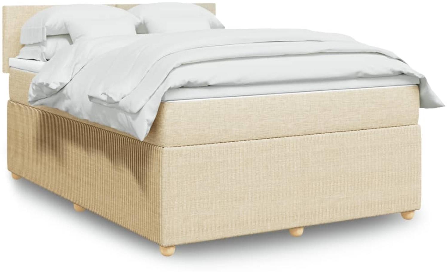 vidaXL Boxspringbett mit Matratze Creme 140x200 cm Stoff 3289777 Bild 1