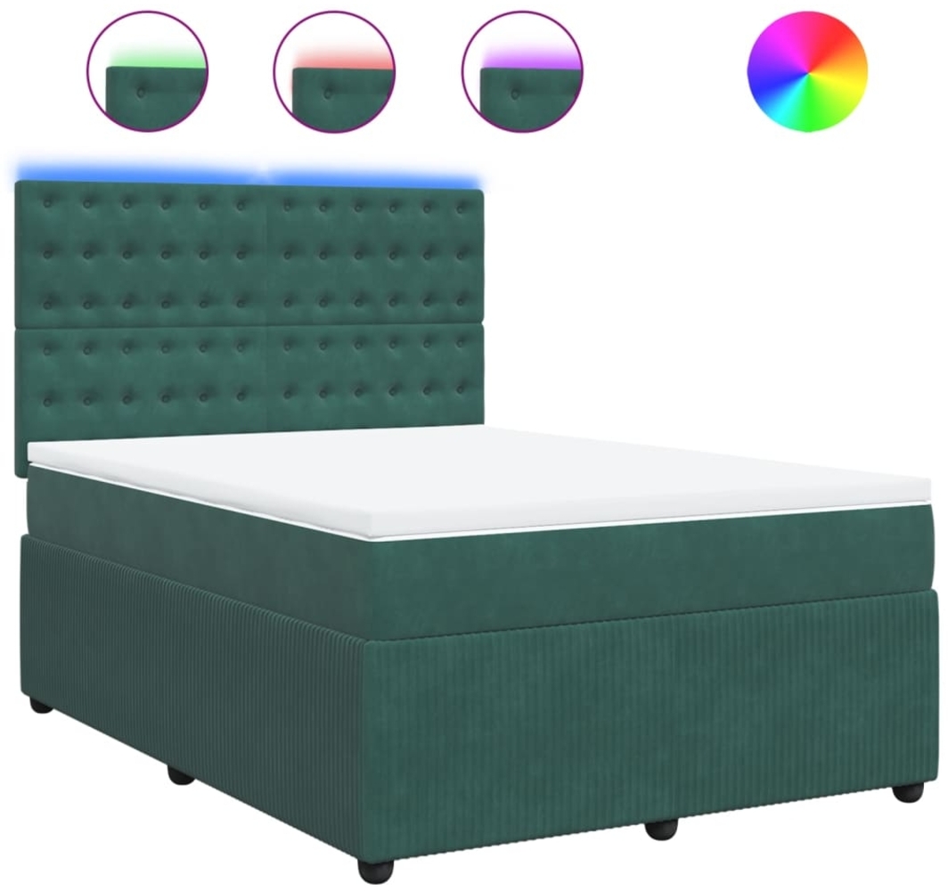 vidaXL Boxspringbett mit Matratze Dunkelgrün 140x190 cm Samt 3294649 Bild 1