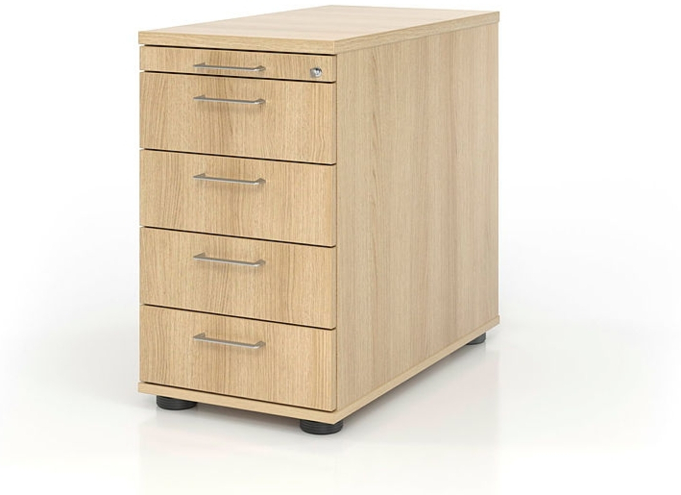 Standcontainer SC50 80cm, 4 Schübe, Schloss, CE Eiche Bild 1