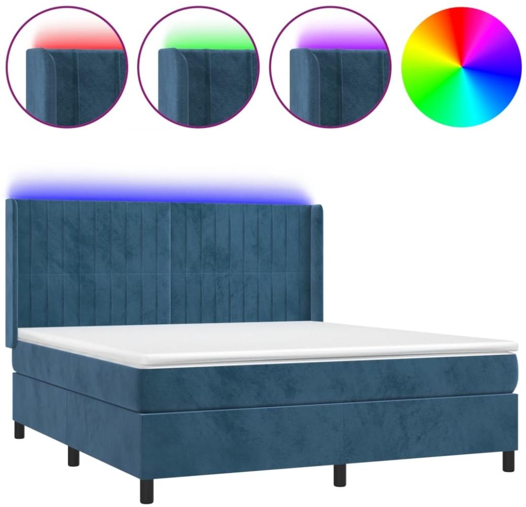 vidaXL Boxspringbett mit Matratze & LED Dunkelblau 180x200 cm Samt 3139701 Bild 1