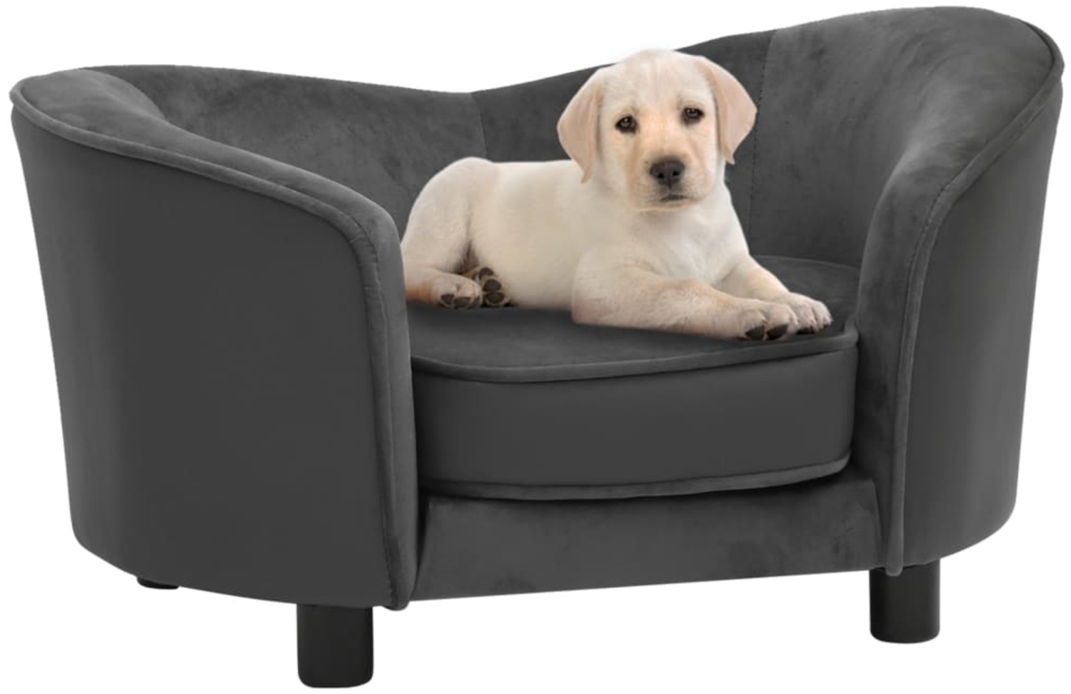 vidaXL Hundesofa Dunkelgrau 69x49x40 cm Plüsch und Kunstleder 171033 Bild 1