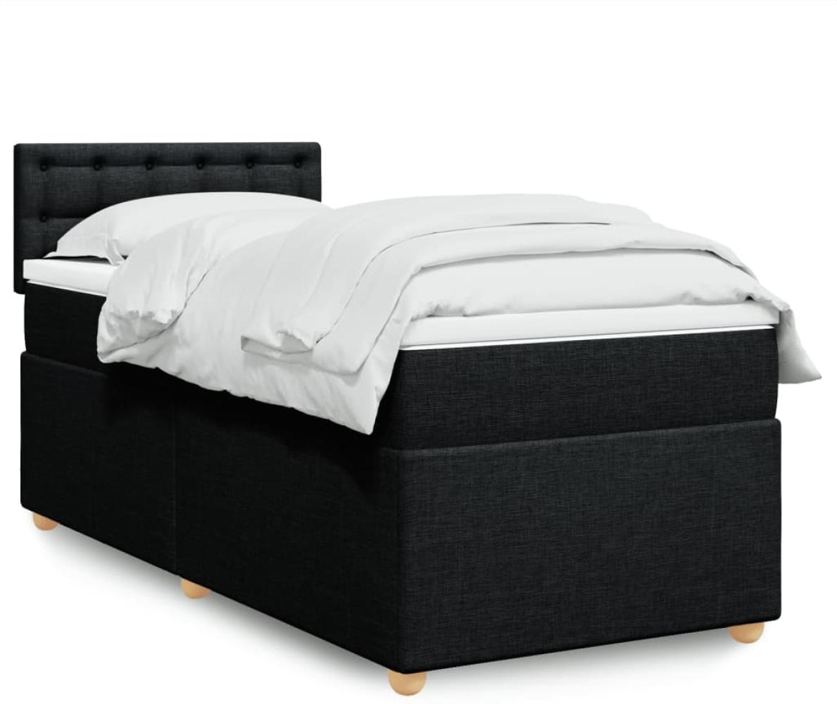 vidaXL Boxspringbett mit Matratze Schwarz 90x190 cm Stoff 3288851 Bild 1