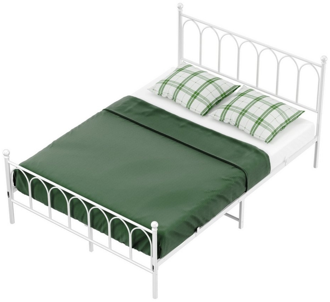 HAUSS SPOLE Metallbett 140 x 200cm mit Lattenrost für Schlafzimmer ohne Martatze Weiß Bild 1