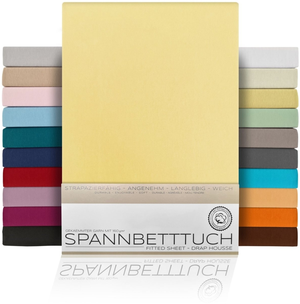 Beautex Spannbettlaken Spannbetttuch Bettlaken aus gekämmter Baumwolle Premium Jersey 160g/m², Jersey, Gummizug: rundum, (1 Stück) Bild 1