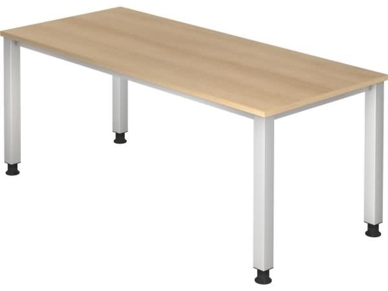 Schreibtisch QS19 4Fuß eckig 180x80cm Eiche Gestellfarbe: Silber Bild 1