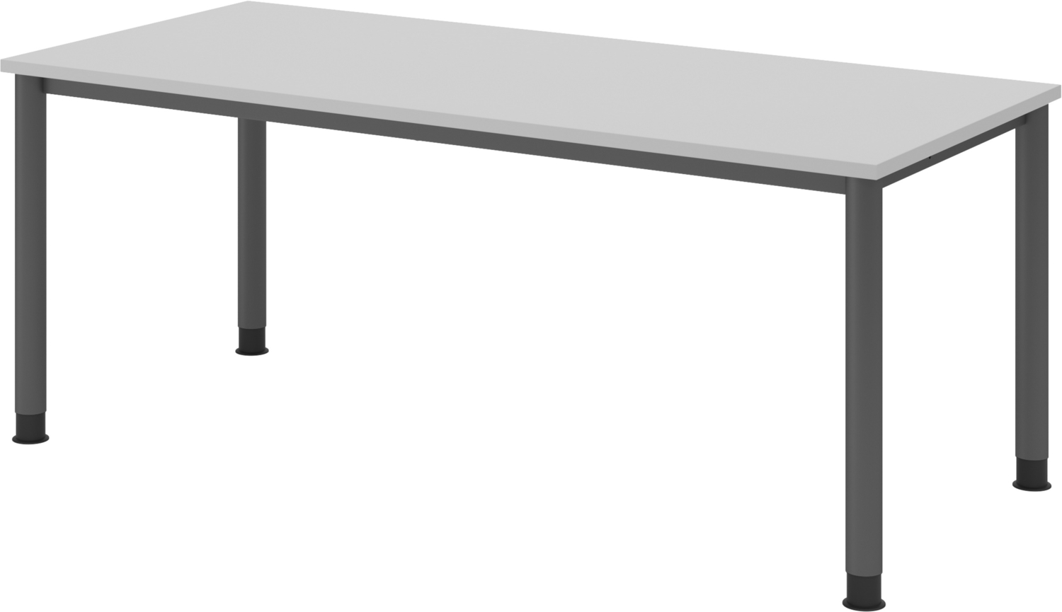 bümö höhenverstellbarer Schreibtisch H-Serie 180x80 cm in grau, Gestell in Graphit - PC Tisch für's Büro manuell höhenverstellbar, Computertisch verstellbar, HS-19-5-G Bild 1