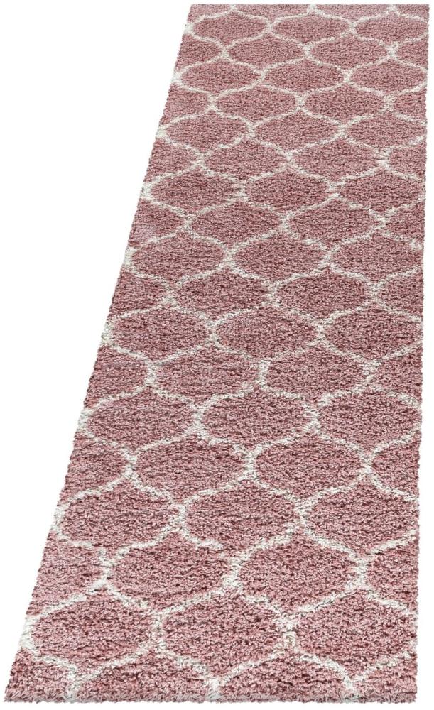 Hochflor Teppich Serena Läufer - 80x250 cm - Rosa Bild 1