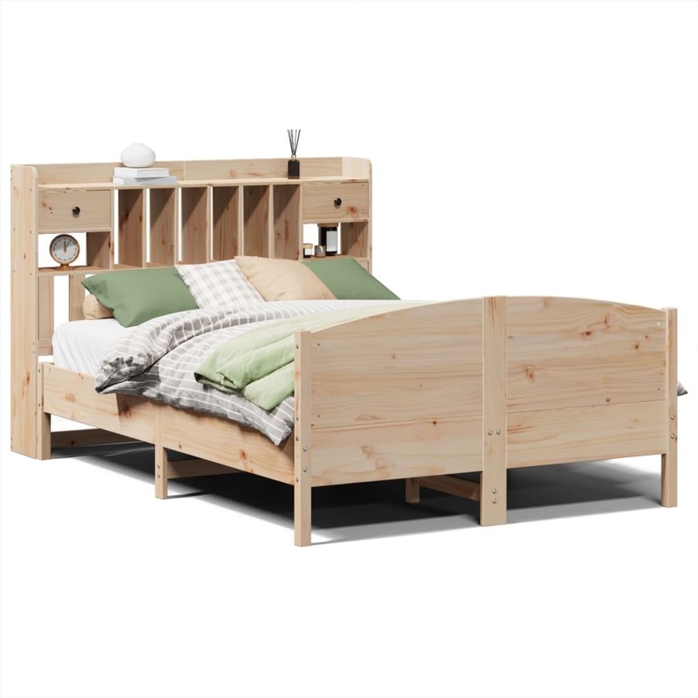 vidaXL Massivholzbett mit Regal ohne Matratze 150x200 cm Kiefer 3323140 Bild 1