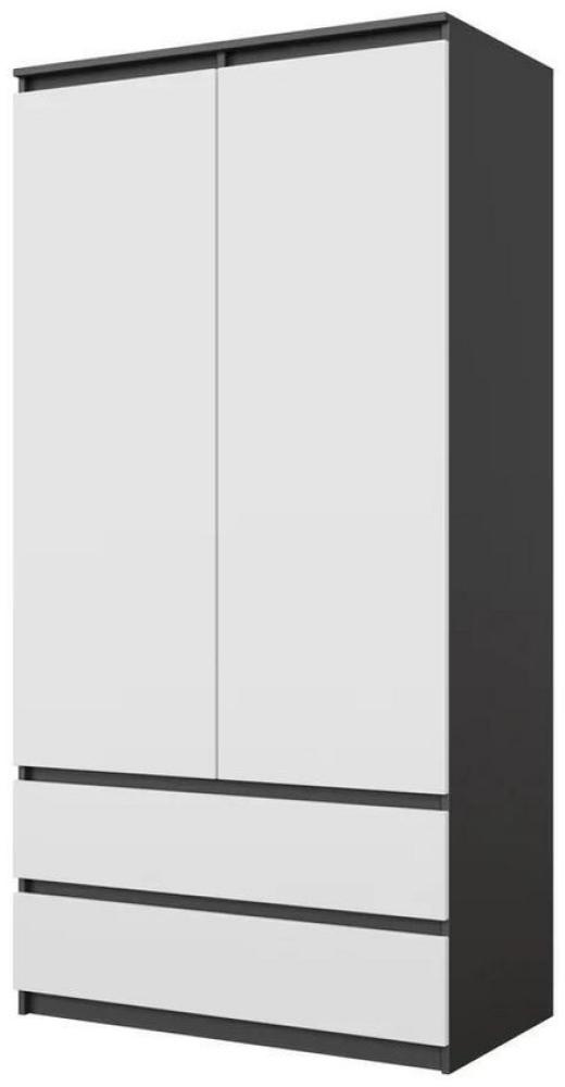 Furnica Kleiderschrank Joelle Anthrazit Grau, 2 Türen und 2 Schubladen H180cm B90cm T50cm Bild 1