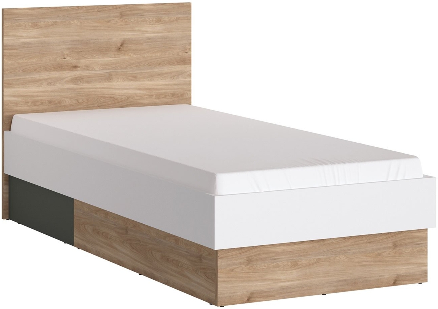 Bett Teenie / Twenty, Holzwerkstoff, Anthrazit, Weiß, Holzfarben, 95 x 95 x 206 cm Bild 1