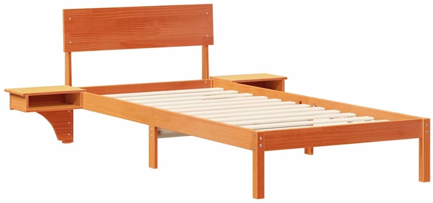 vidaXL Bettrahmen Wachsbraun 90 x 200 cm Massives Kiefernholz 873465 Bild 1
