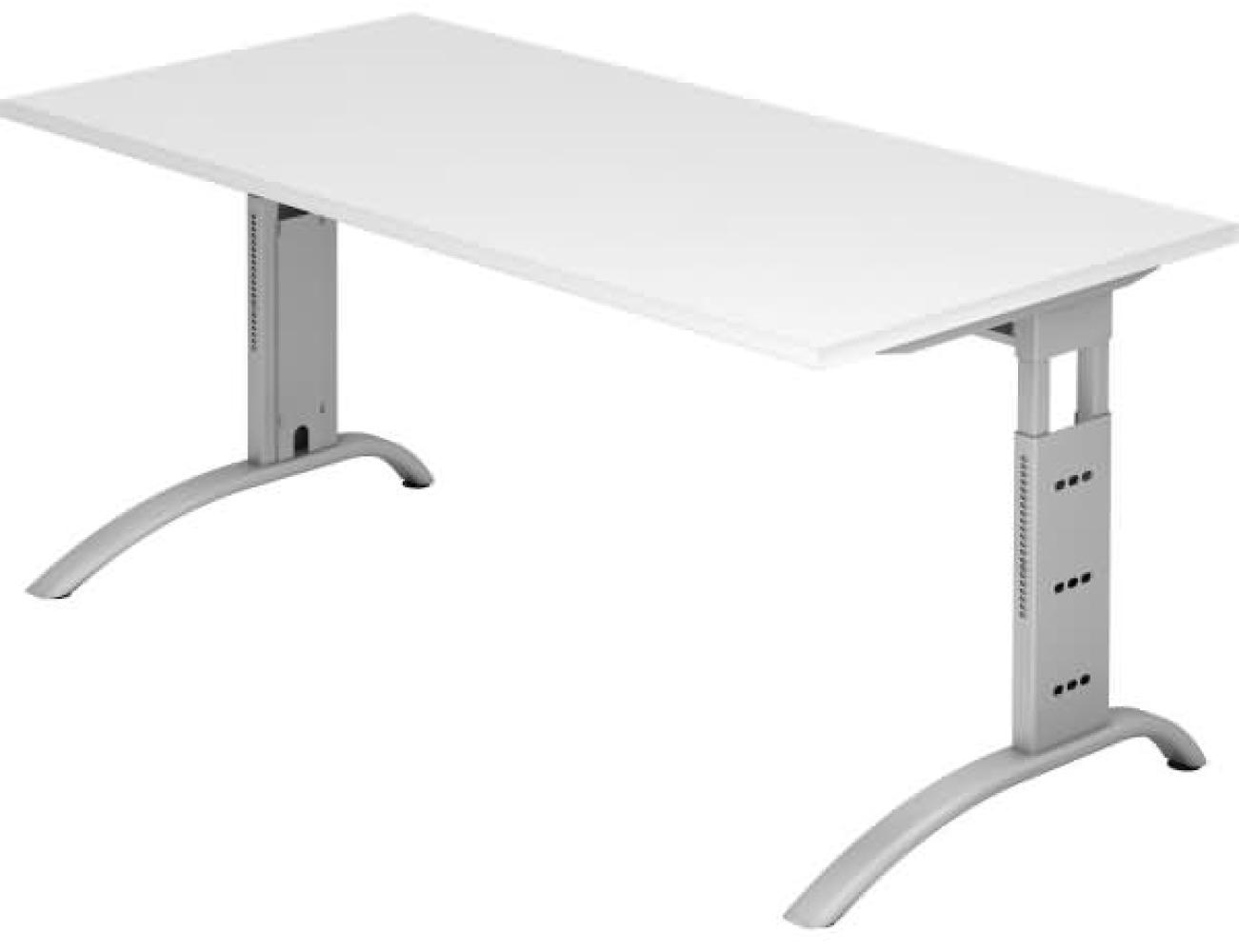 Schreibtisch FS16 C-Fuß 160x80cm Weiß Gestellfarbe: Silber Bild 1