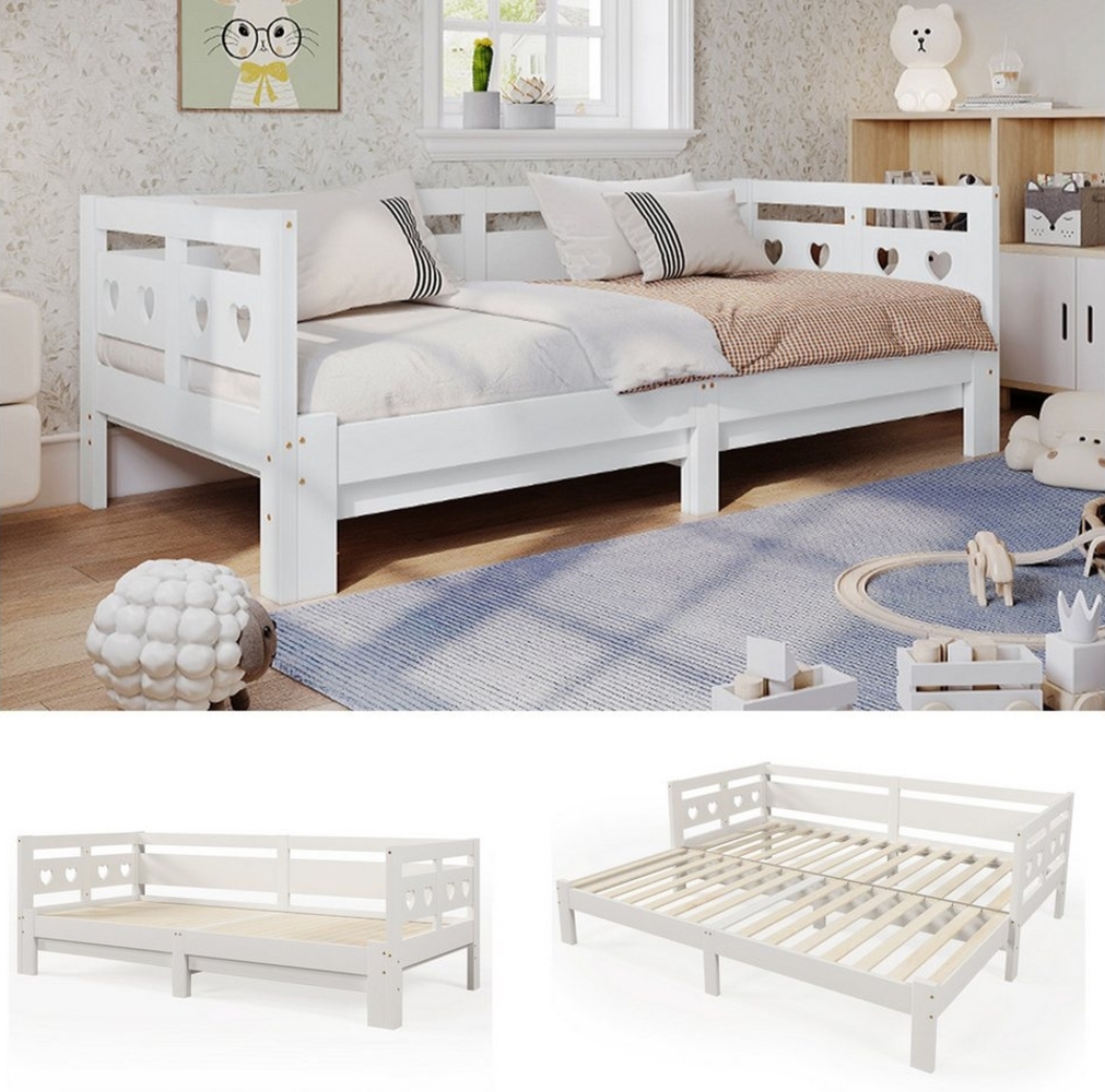 Merax Daybett mit ausziehbarer Liegefläche, Tagesbett aus Kiefer, Kinderbett, Schlafsofa, Daybed 90x200cm Bild 1