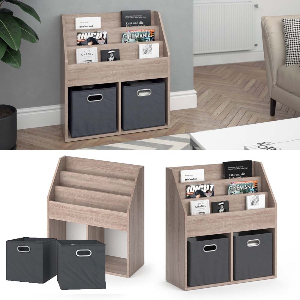 Vicco Bücherregal Luigi sonoma, Würfelregal mit Faltboxen 72x79 cm Bild 1