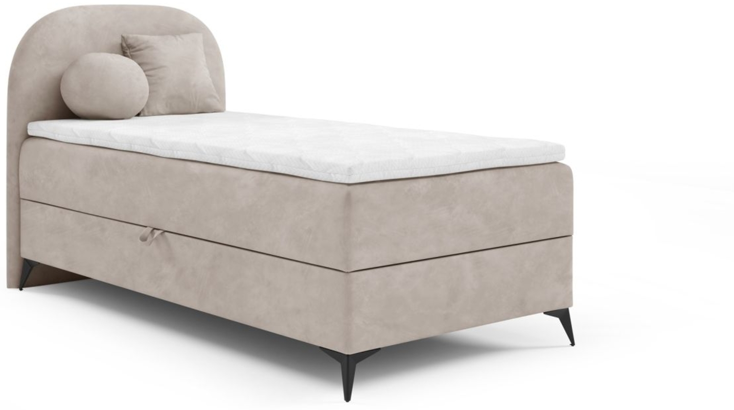 Boxspringbett Gästebett GORGIA 90x200cm Stoff Jasmin Hellbeige Bild 1