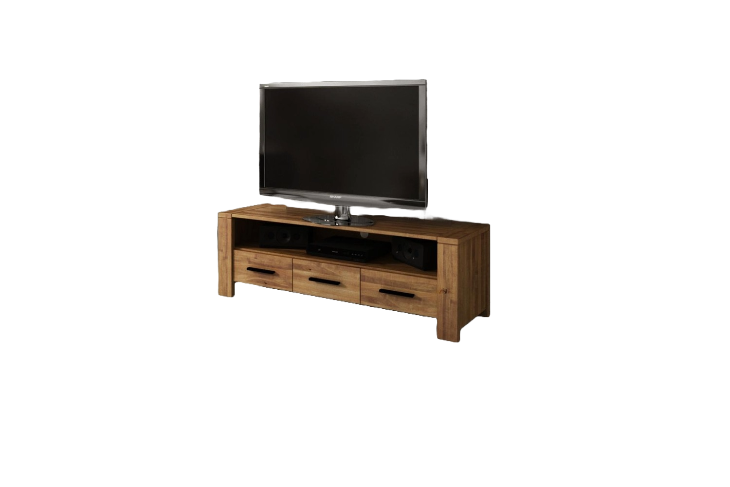 TV-Board Lubic aus Wildeiche massiv 155x45x51 mit 3 Schubladen 1 Fach Holzbeinen Bild 1