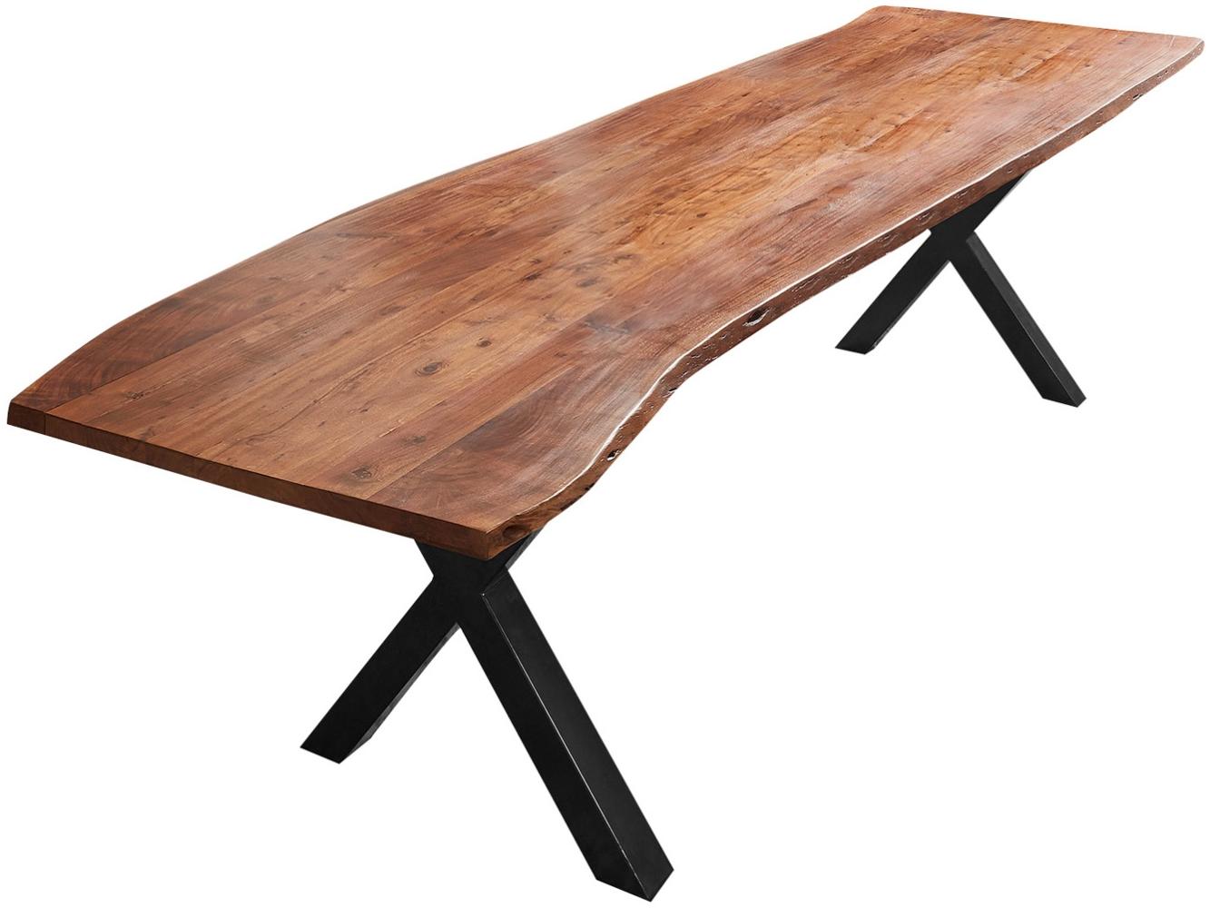 Esstisch Baumkante massiv Akazie nussbaum 240x100 schwarz XANTEN 524865 Bild 1