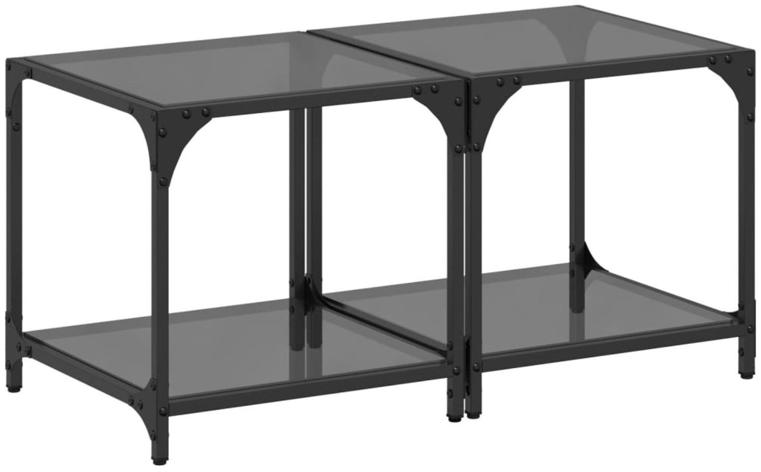 vidaXL Couchtische mit Glasplatte 2 Stk. Schwarz 40x40x40 cm Stahl 845965 Bild 1