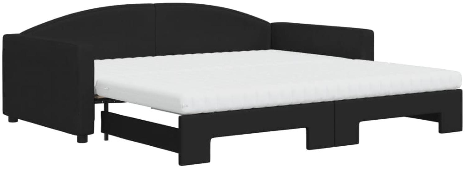 vidaXL Tagesbett Ausziehbar mit Matratzen Schwarz 100x200 cm Stoff 3197213 Bild 1