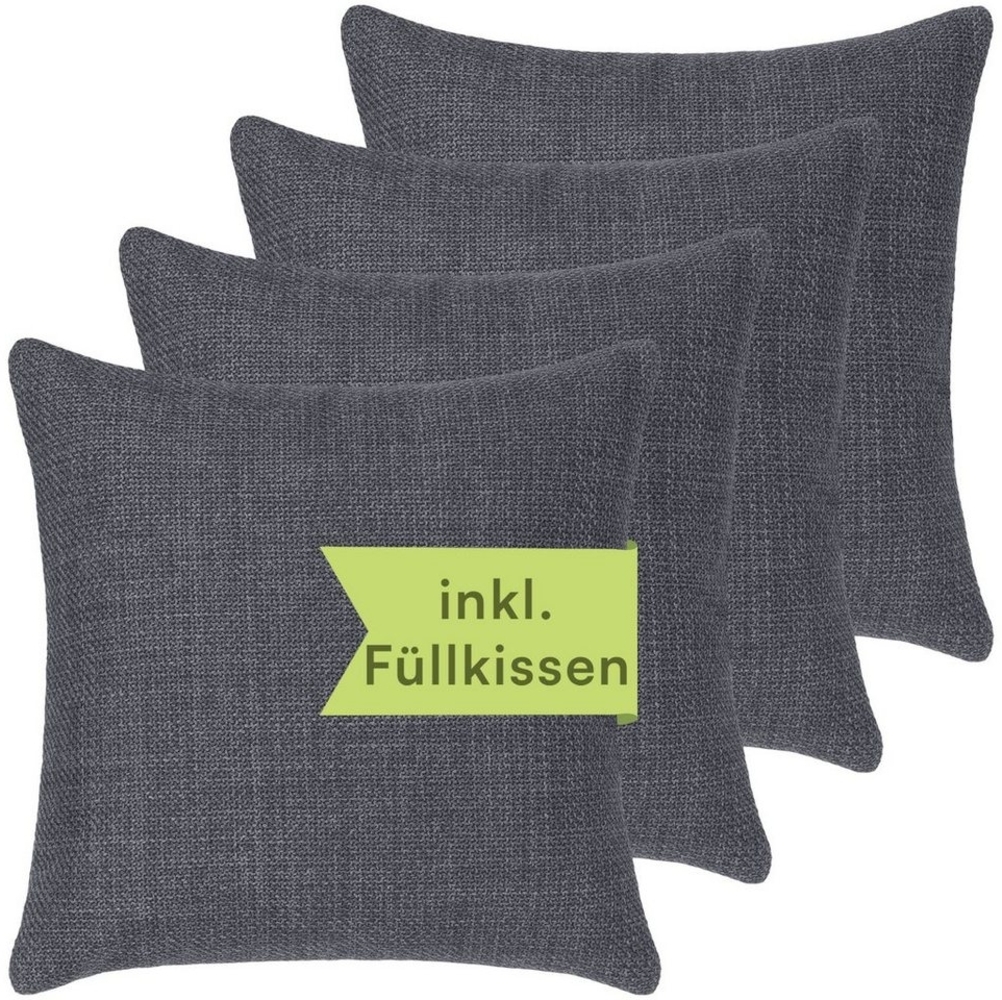 Selfitex Dekokissen 4er Set 40x40cm inkl. Füllkissen, edler Struktur Polsterstoff, für Sofa, Couch, Bett oder als Polster jeglicher Art Bild 1