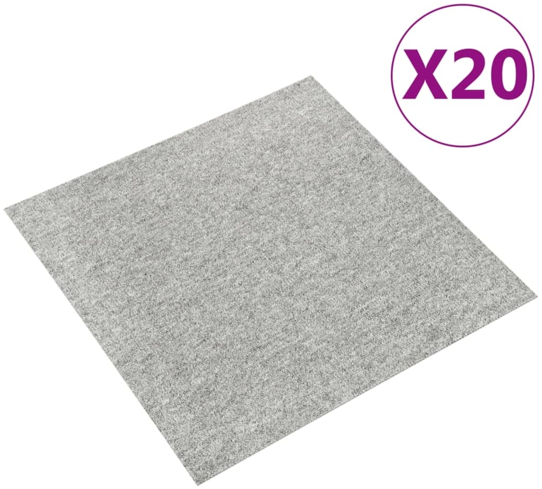 vidaXL Teppichfliesen 20 Stk. 5 m² 50x50 cm Hellgrau 147310 Bild 1