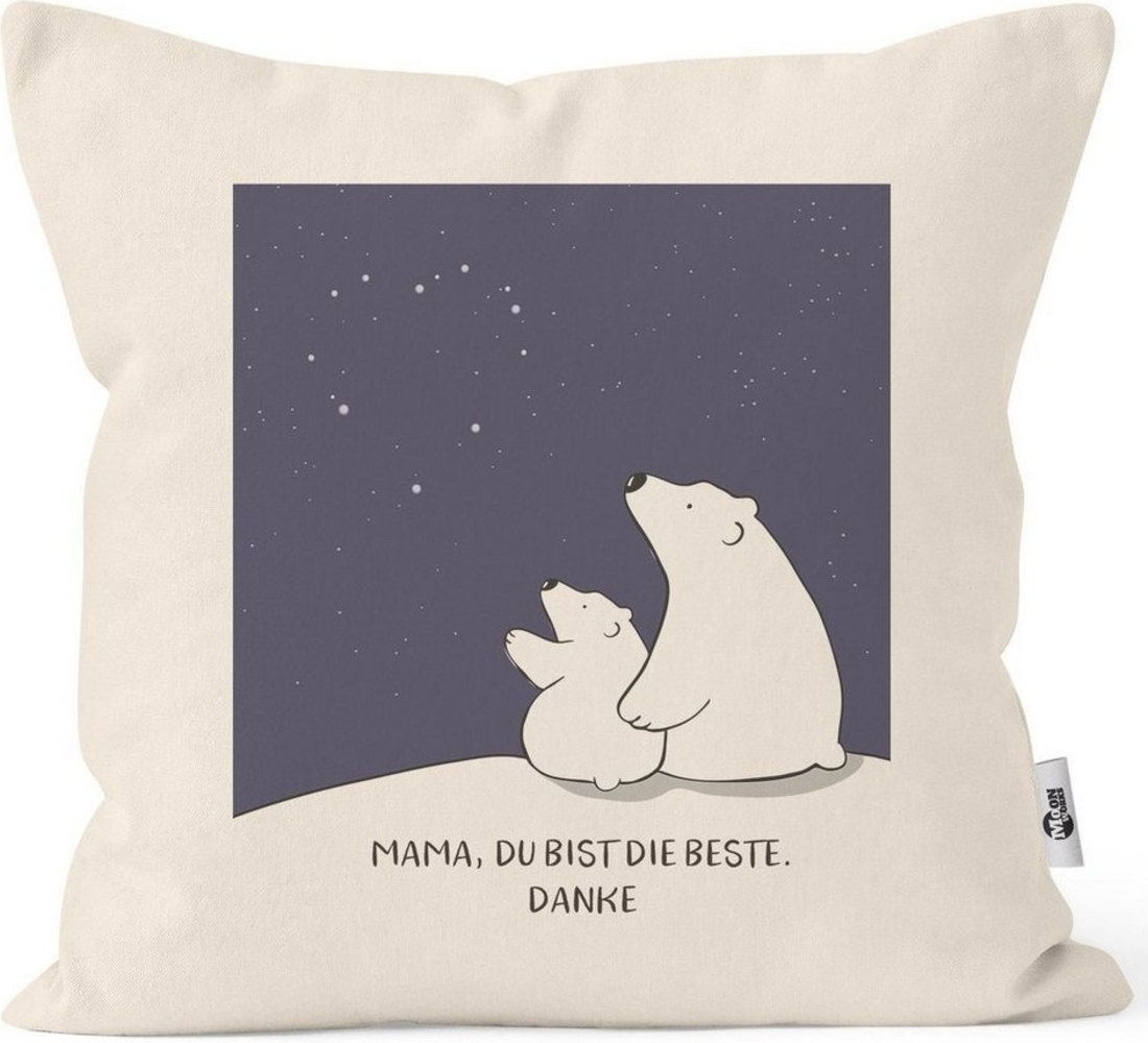 MoonWorks Dekokissen Kissen-Bezug Geschenk zum Muttertag Mama du bist die Beste danke Bären Sterne Kissen-Hülle Deko-Kissen Baumwolle MoonWorks® Bild 1