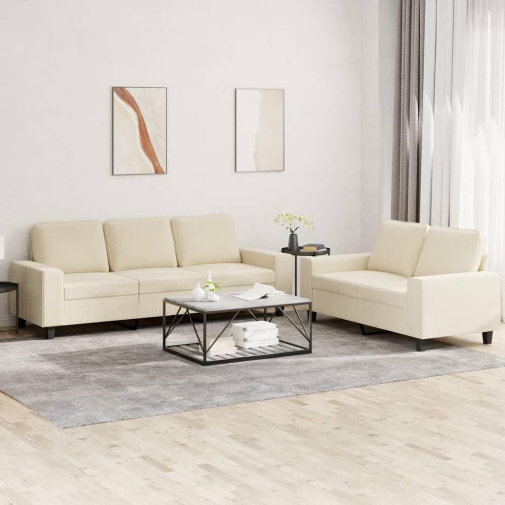 vidaXL 2-tlg. Sofagarnitur Creme Stoff 3201900 Bild 1