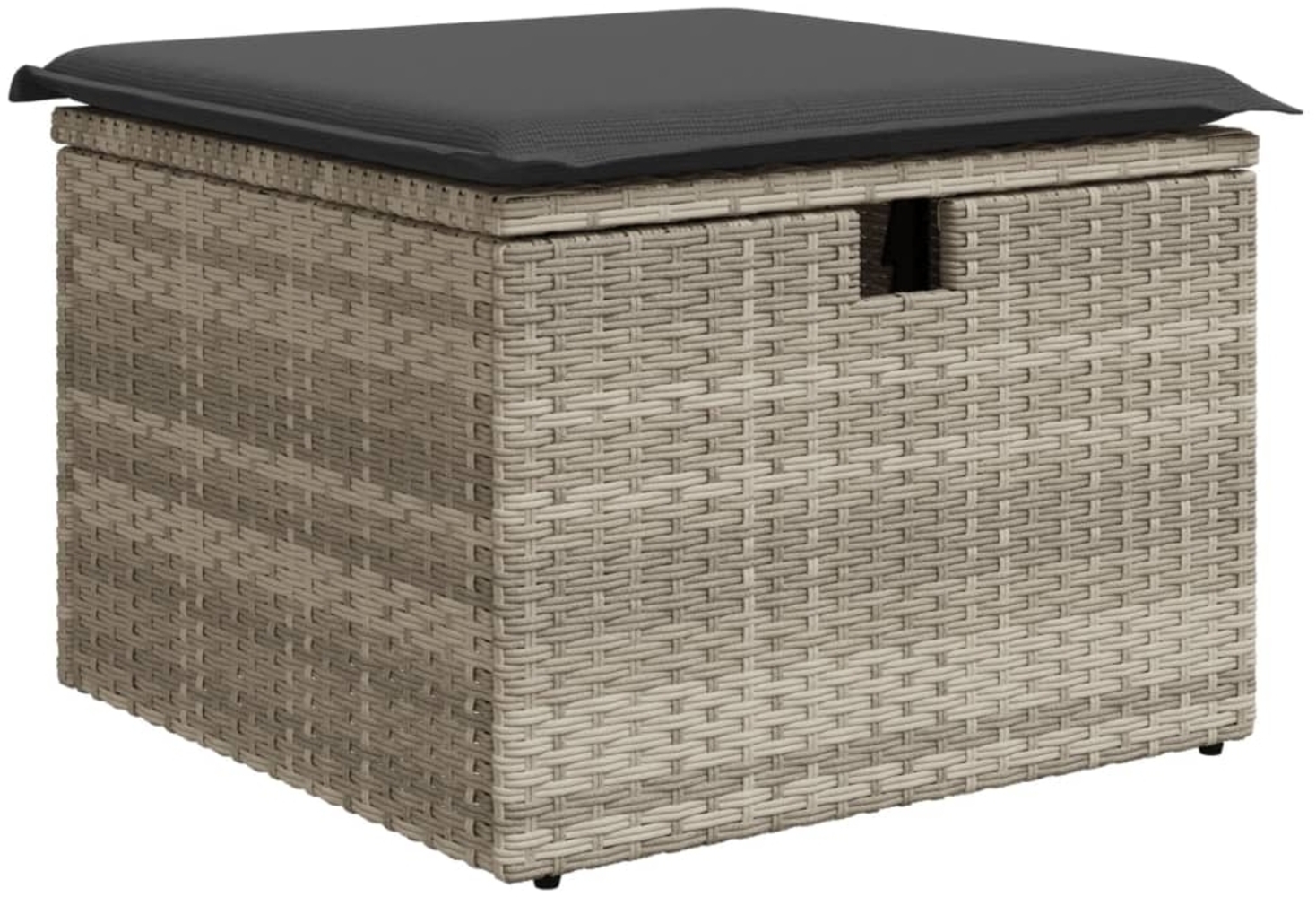vidaXL Gartenhocker mit Kissen Hellgrau 55x55x37 cm Poly Rattan 366180 Bild 1