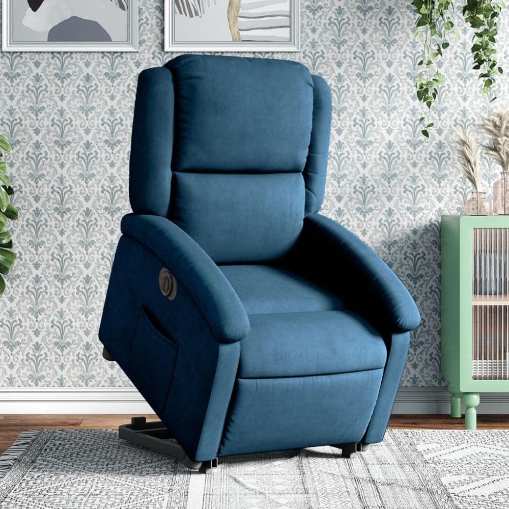 vidaXL Relaxsessel mit Aufstehhilfe Elektrisch Blau Samt 3204332 Bild 1