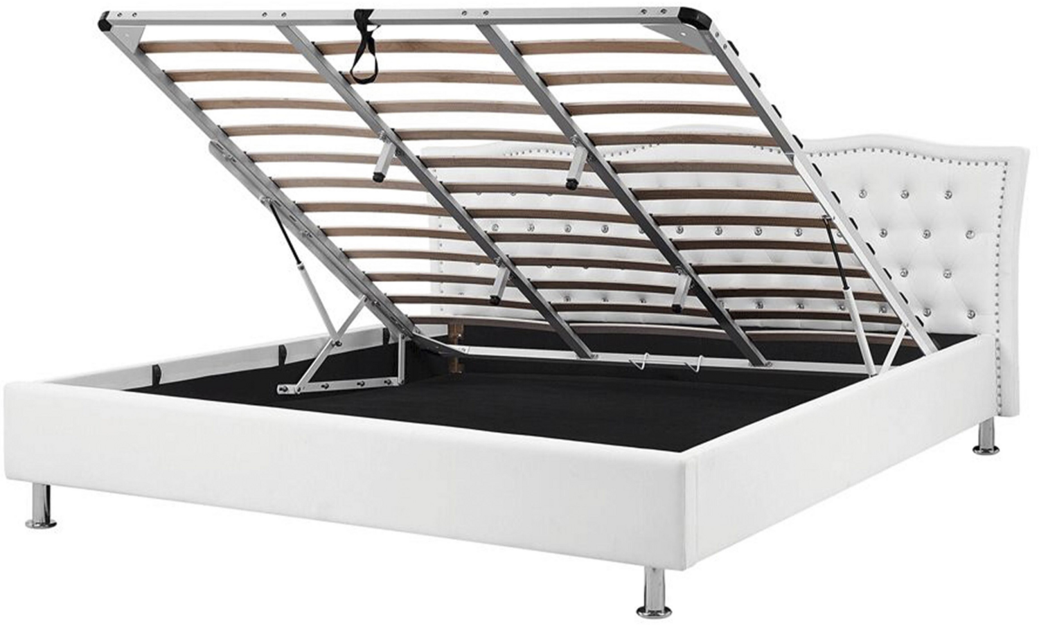 Bett Kunstleder weiß mit Bettkasten hochklappbar 180x200 cm METZ Bild 1