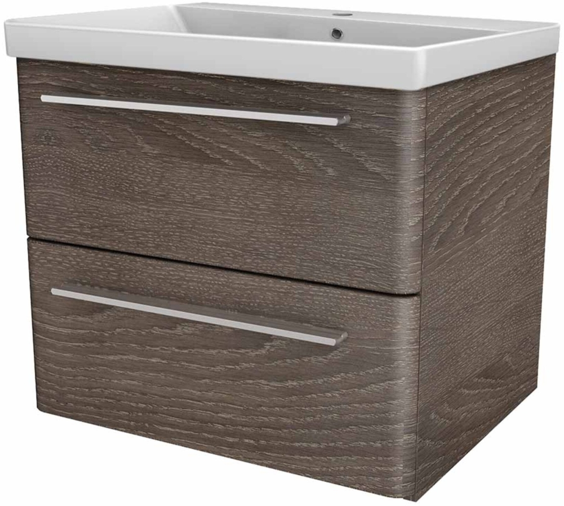 LANZET K8 Badmöbel Set 2-teilig, 60 cm, Dunkelbraun, Keramikbecken Bild 1