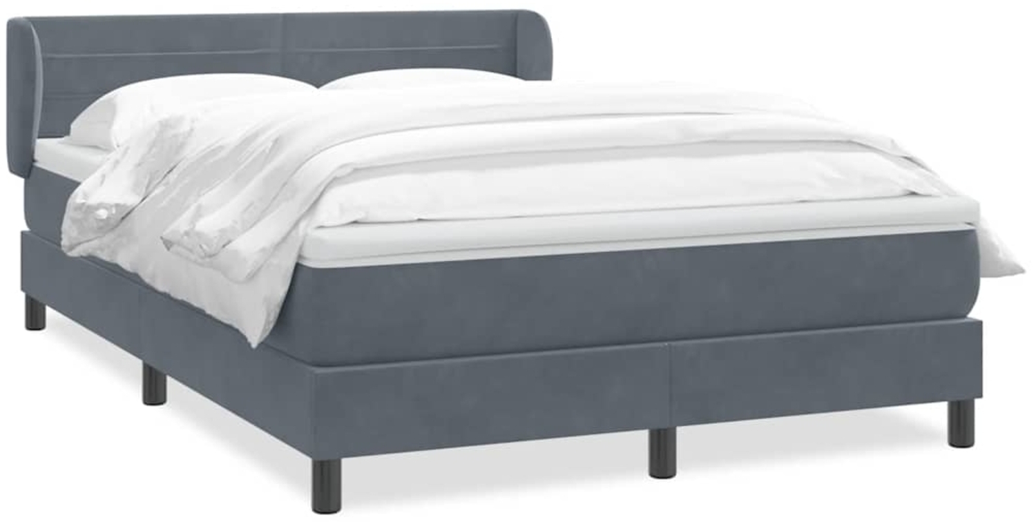 vidaXL Boxspringbett mit Matratze Dunkelgrau 140x210 cm Samt 3317608 Bild 1