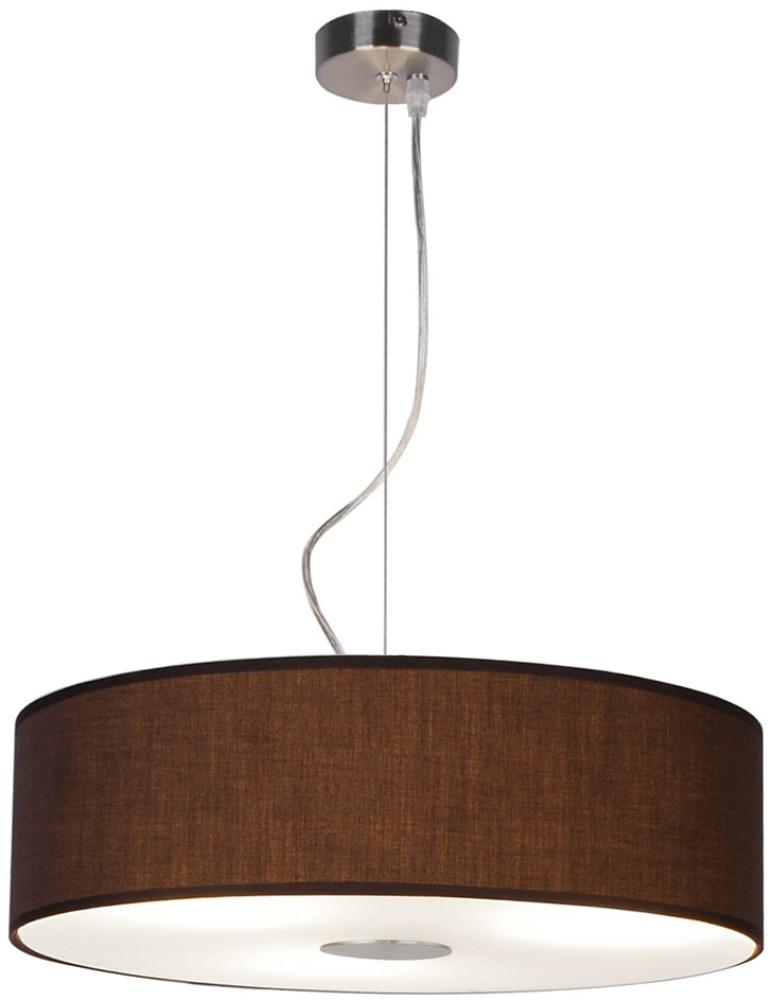 Pendelleuchte, Stahl, Textil braun, Glas, D 45 cm Bild 1