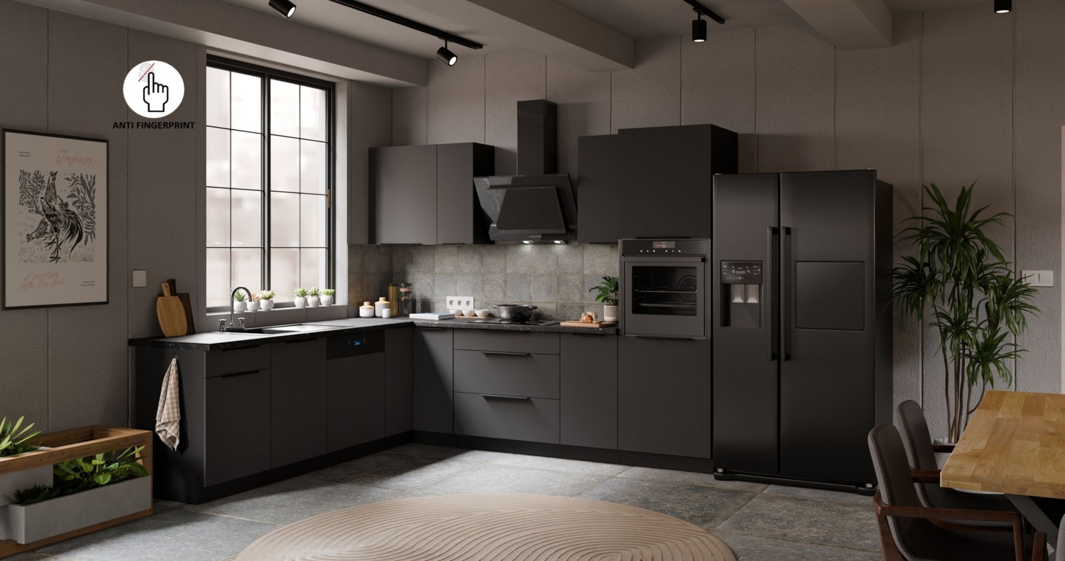 Winkelküche ARIA K-BL ECKE 2 - 250 x 270 cm Anti Fingerprint Küchenzeile Küchenblock Singleküche Einbauküche Küche Eckküche Bild 1