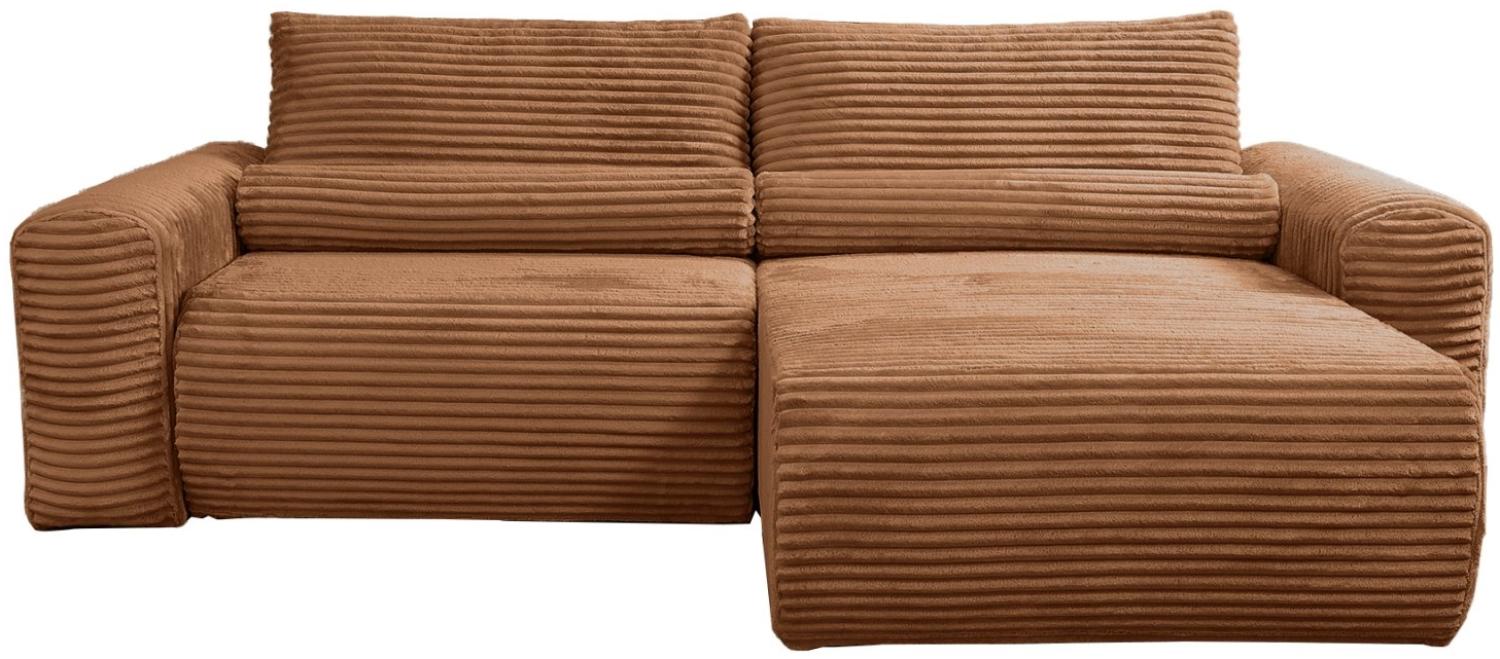 Selsey Leo - Ecksofa beidseitig montierbar mit Cordbezug und Schlaffunktion, karamellbraun Bild 1