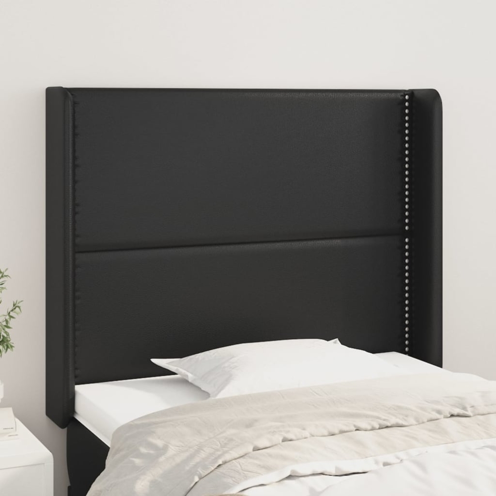 vidaXL Kopfteil mit Ohren Schwarz 93 x 16 x 118/128 cm Kunstleder 3119518 Bild 1