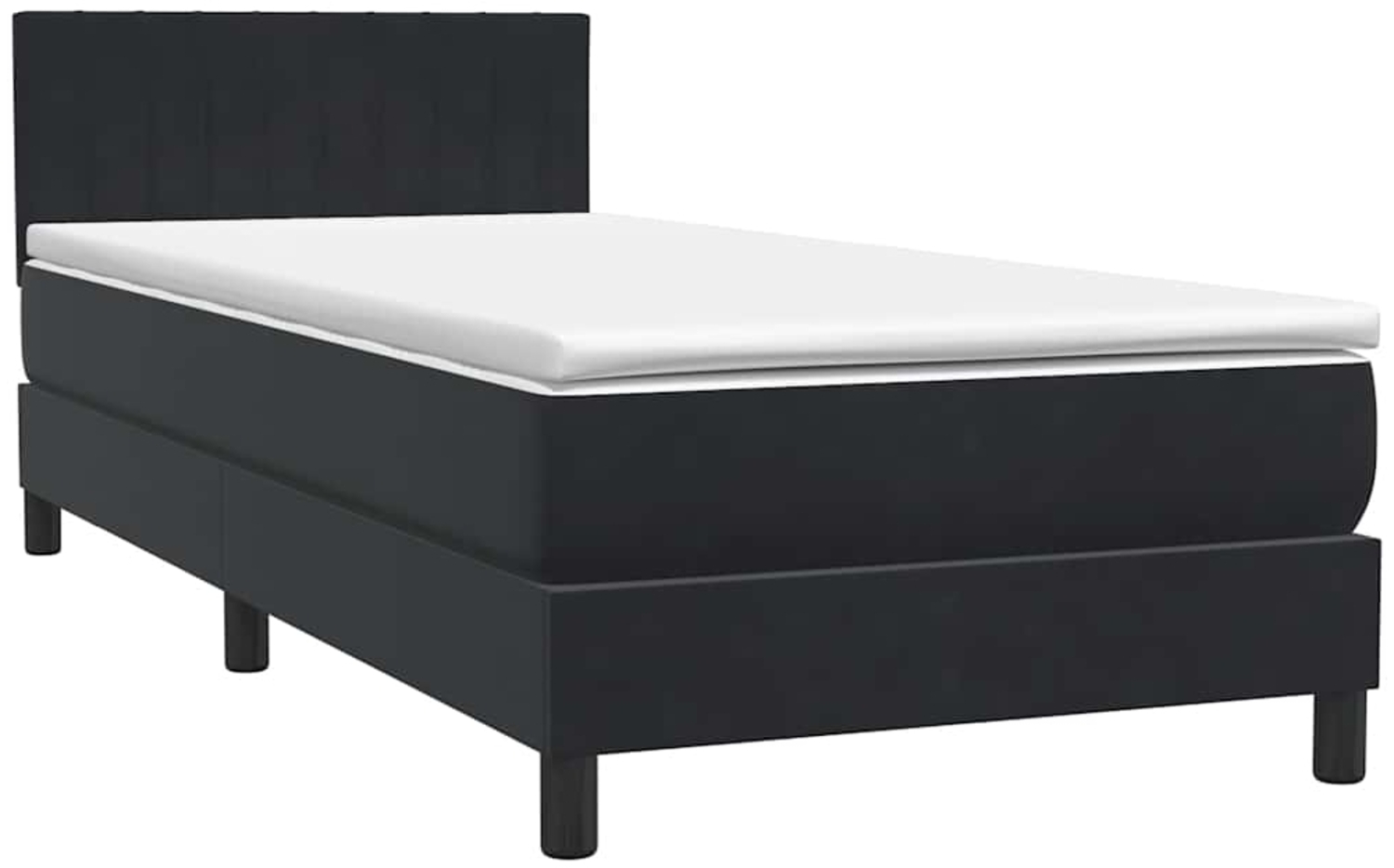 vidaXL Boxspringbett mit Matratze Schwarz 90x210 cm Samt 3316385 Bild 1