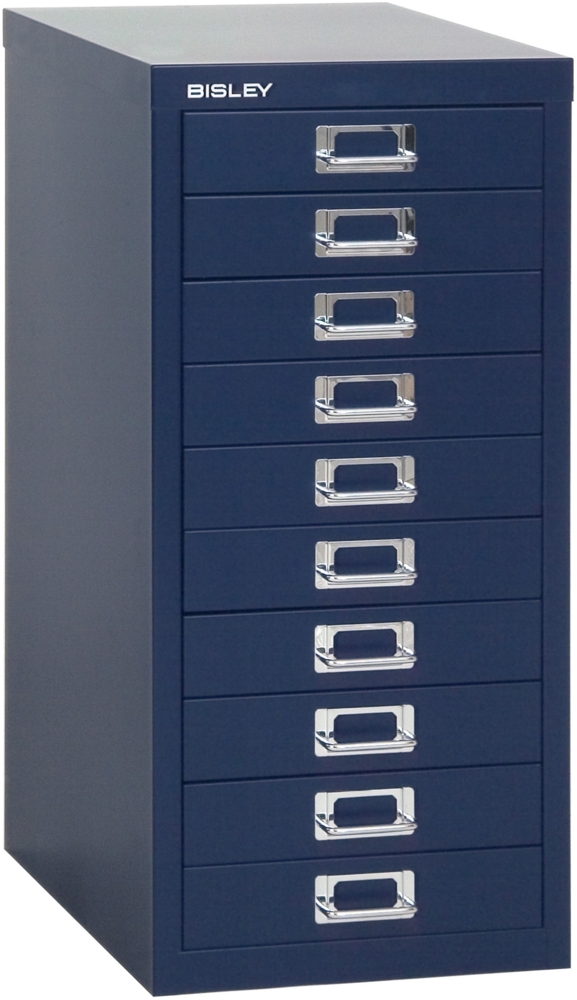 Bisley Multidrawer Schubladenschrank aus Metall mit 10 Schubladen DIN A4 ohne Sockel - Farbe: Oxfordblau, L2910-639 Bild 1