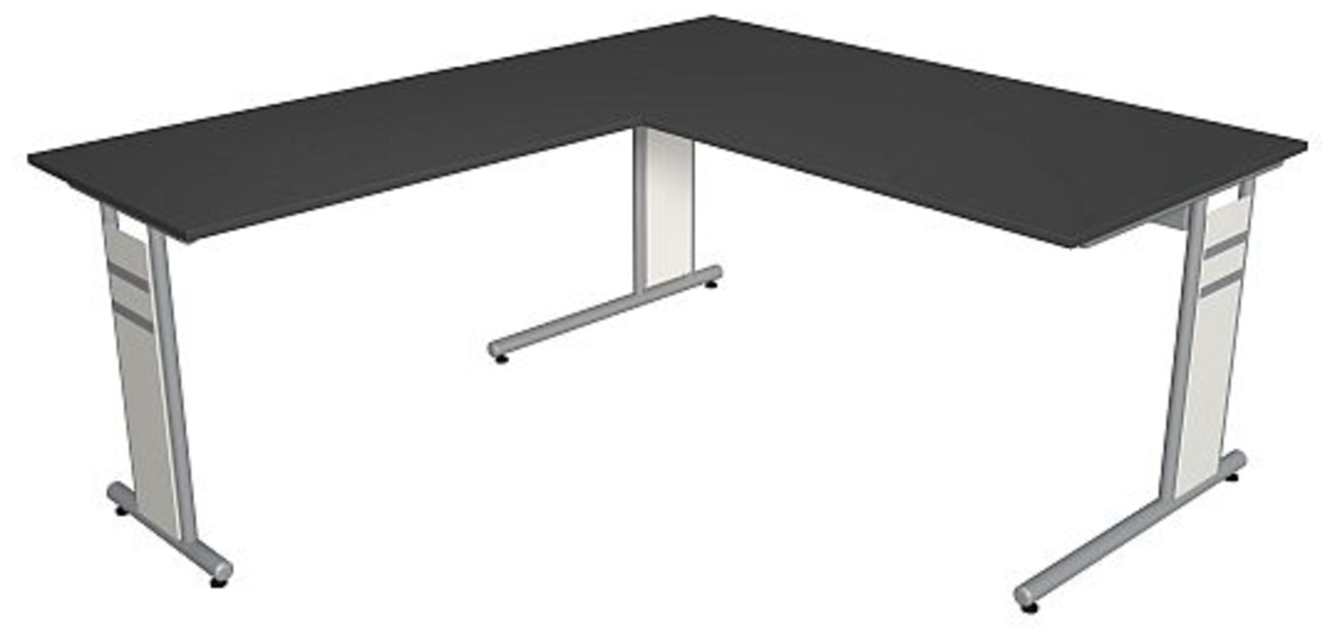 Kerkmann Schreibtisch 4090 Form 4 160x80 x68-82 cm mit Anbautisch 100x60 cm und C-Fuß-Gestell anthrazit Bild 1