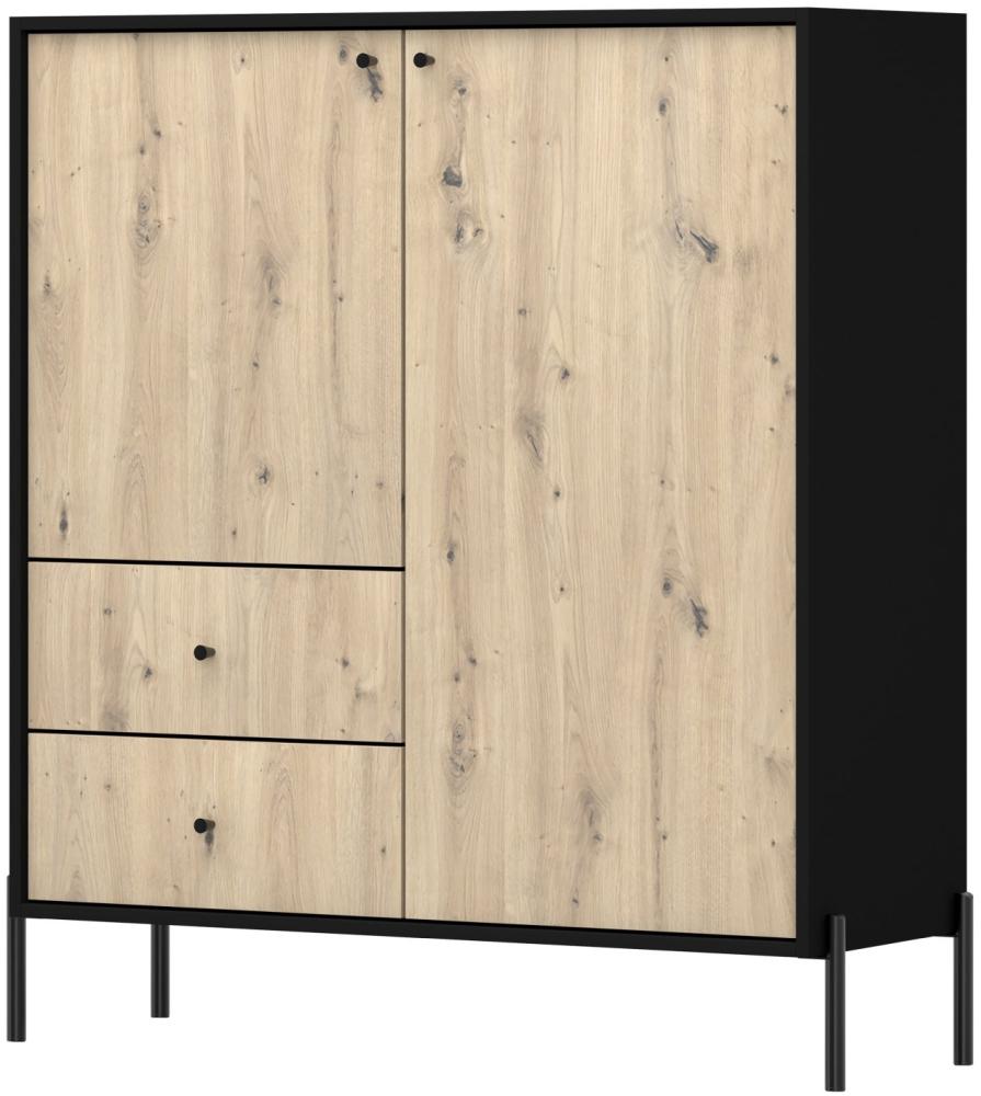 Selsey Raviero - Highboard mit 2 Schubladen, Schwarz/Artisan Eiche, 100 cm Bild 1