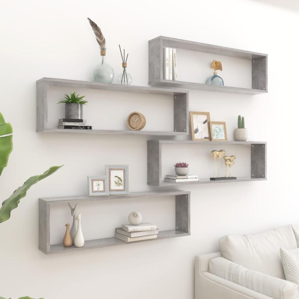 vidaXL Würfelregale 4 Stk. Betongrau 100x15x30 cm Holzwerkstoff 807092 Bild 1